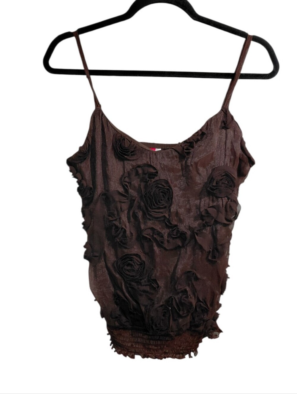 HeartSoul Brown Floral Rosette Spaghetti Strap Camisole